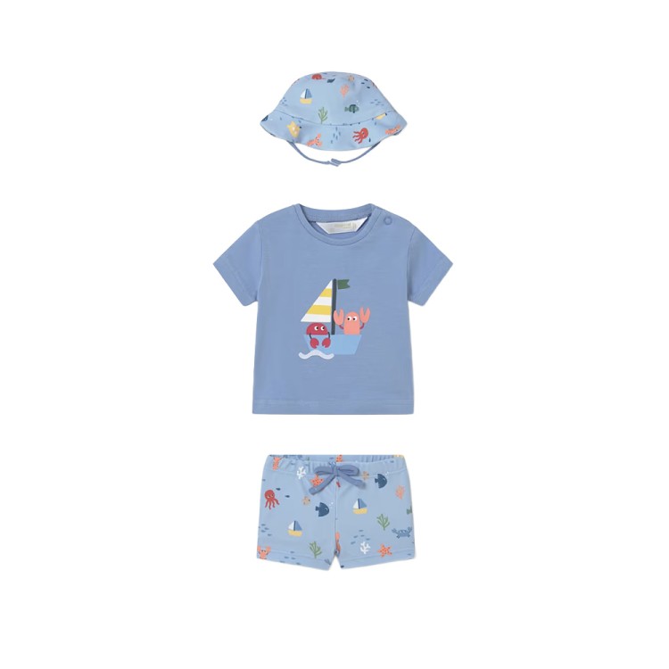 MAYORAL NEWBORN Completo mare azzurro con cappello neonato