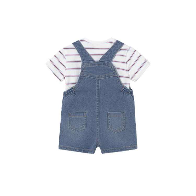 MAYORAL NEWBORN Completo con salopette in denim neonato