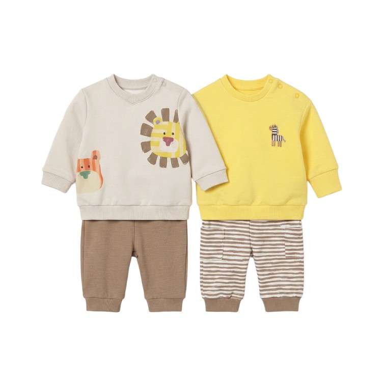 MAYORAL NEWBORN Completo giallo lungo 4 pezzi neonato