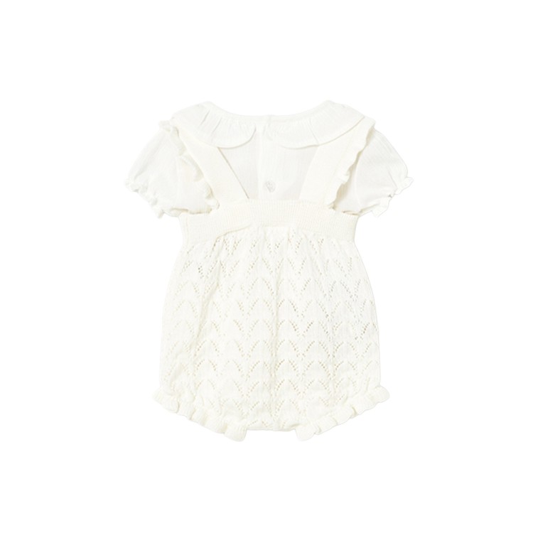 MAYORAL NEWBORN Completo panna tricot con salopette neonata