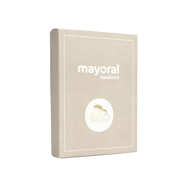 MAYORAL NEWBORN Completo panna tricot con salopette neonata