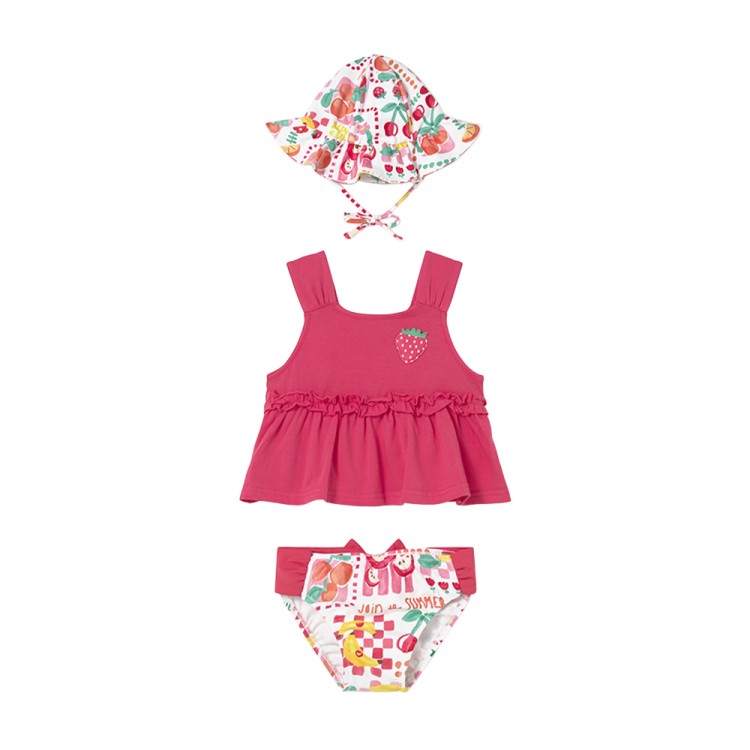 MAYORAL Completo mare fucsia con cappello neonata