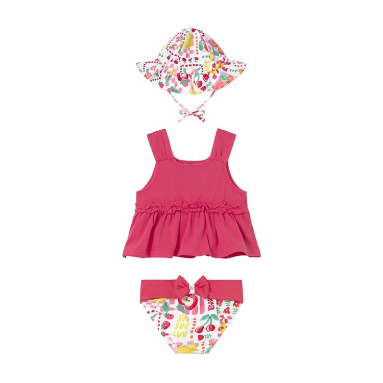 MAYORAL Completo mare fucsia con cappello neonata