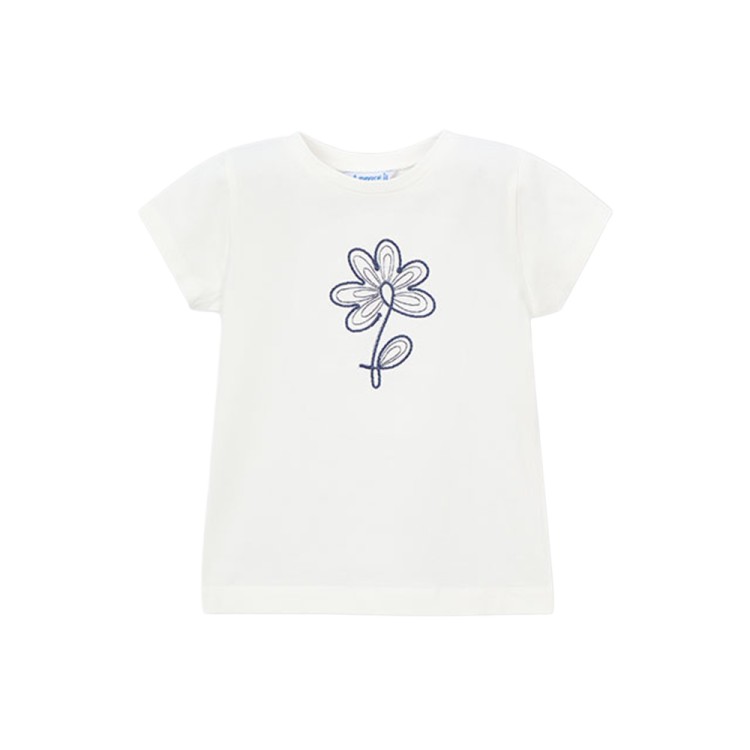 MAYORAL T-shirt bianca con fiore bambina
