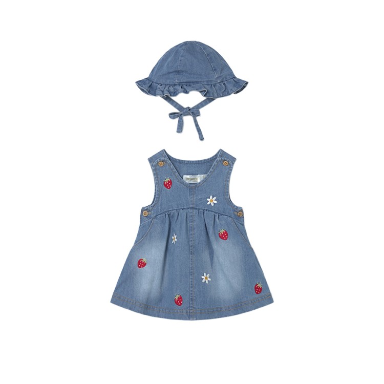 MAYORAL NEWBORN Abitino in denim con cappello neonata