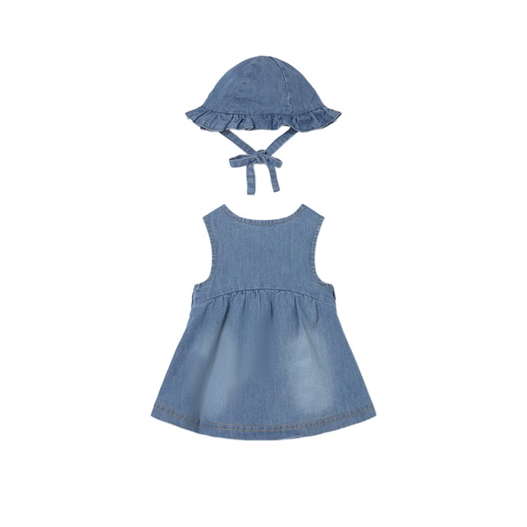 MAYORAL NEWBORN Abitino in denim con cappello neonata