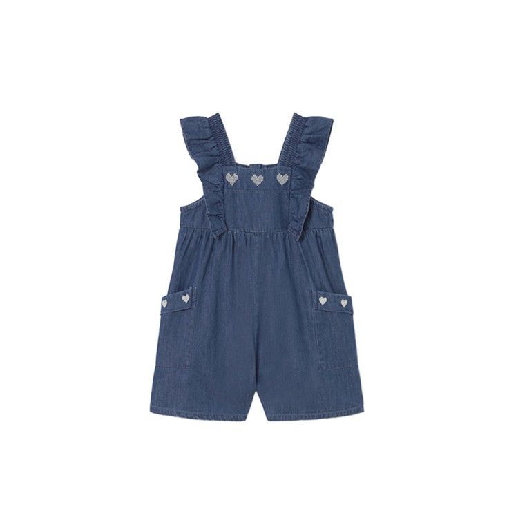 MAYORAL Tuta corta in denim volant neonata