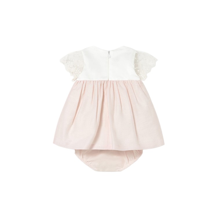 MAYORAL NEWBORN Abito bianco e rosa neonata