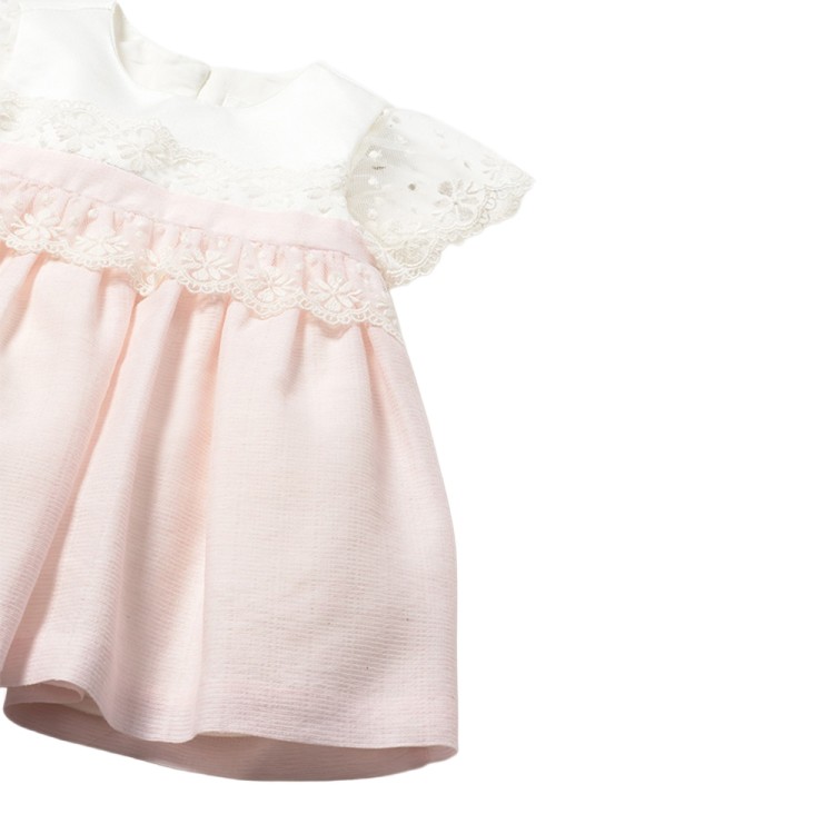MAYORAL NEWBORN Abito bianco e rosa neonata
