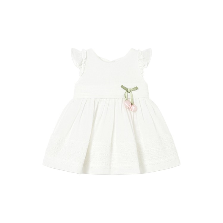MAYORAL Abito bianco cinta guipur neonata