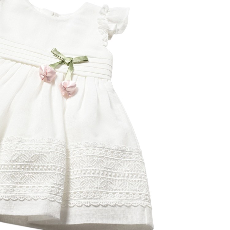 MAYORAL Abito bianco cinta guipur neonata