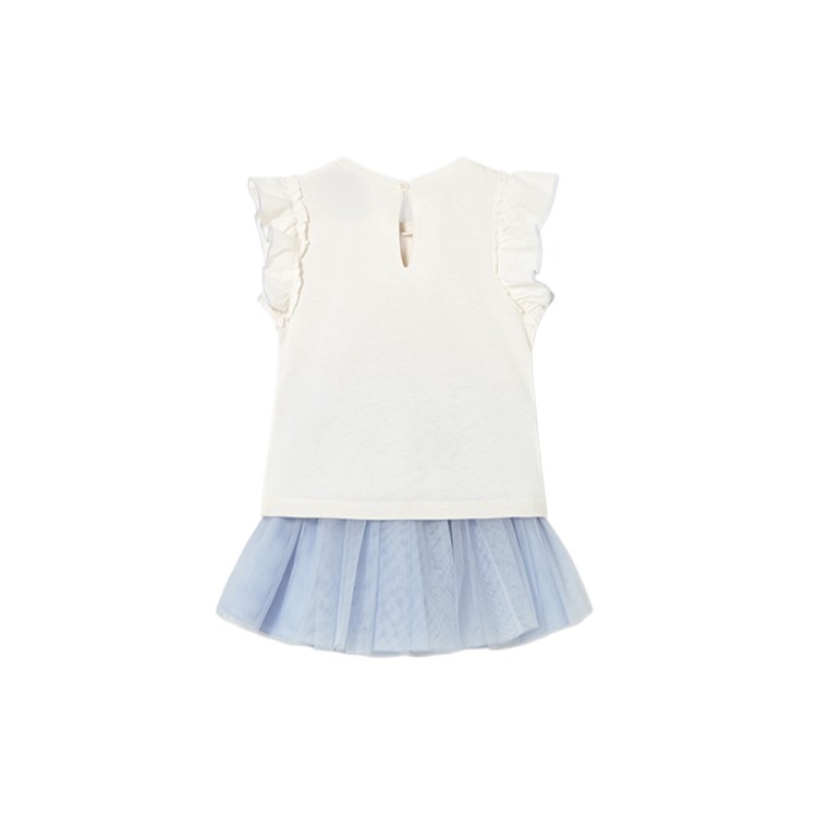 MAYORAL Completo celeste t-shirt e gonna neonata