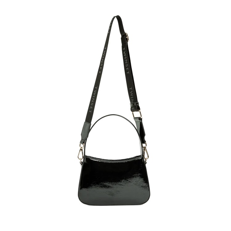 TWIN-SET Borsa nera logata lucida bambina