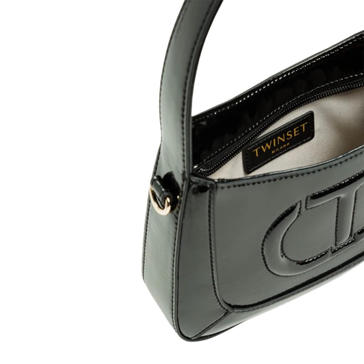 TWIN-SET Borsa nera logata lucida bambina