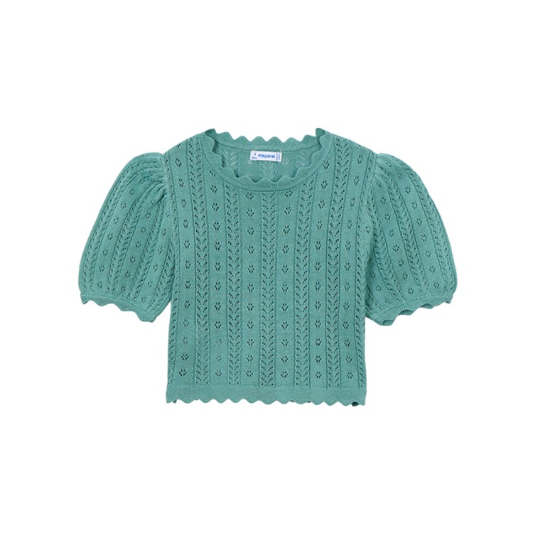 MAYORAL T-shirt verde in maglia di cotone bambina