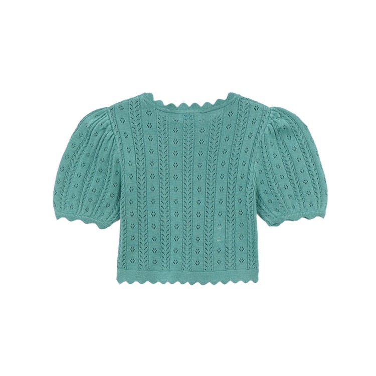 MAYORAL T-shirt verde in maglia di cotone bambina