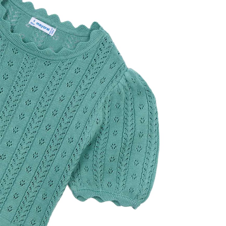 MAYORAL T-shirt verde in maglia di cotone bambina
