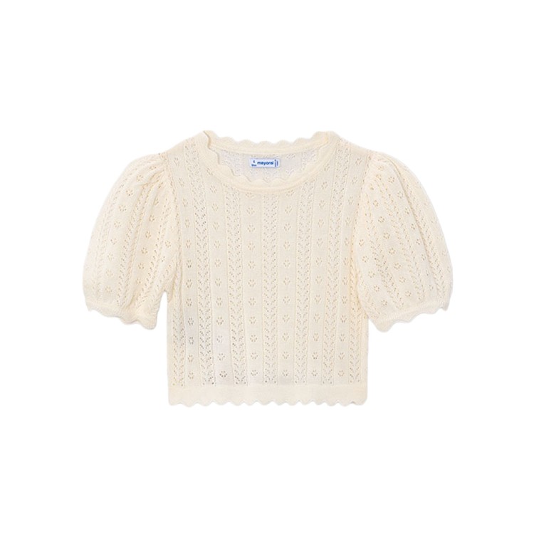 MAYORAL T-shirt panna in maglia di cotone bambina