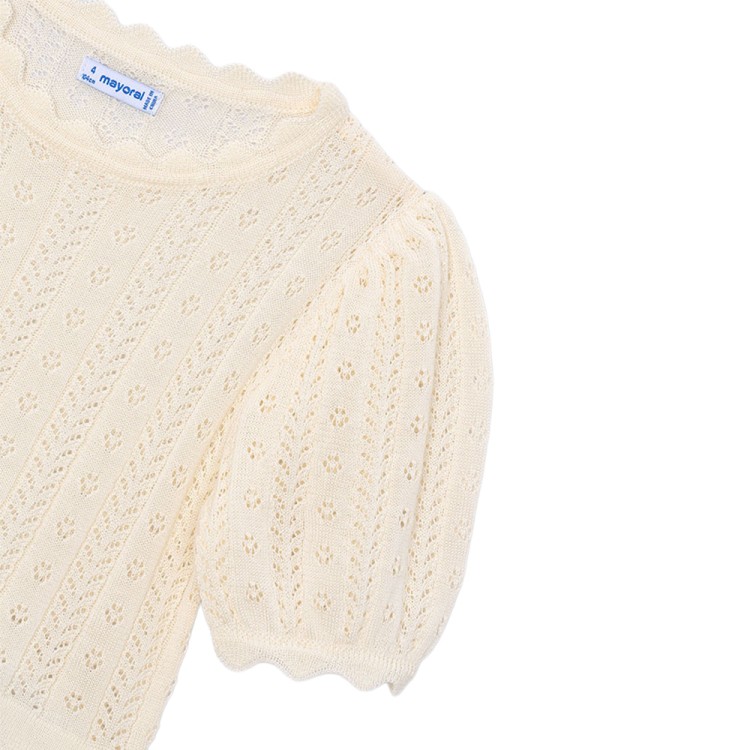 MAYORAL T-shirt panna in maglia di cotone bambina