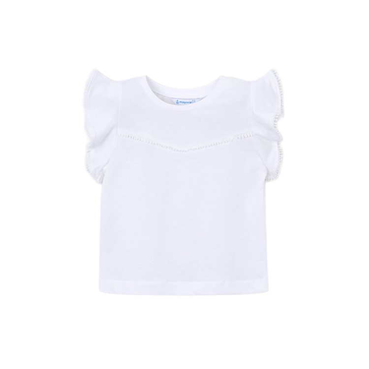 MAYORAL T-shirt bianca volant bambina