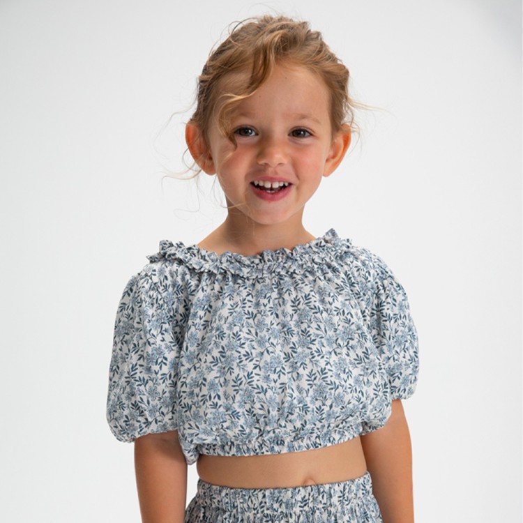 MAYORAL Top celeste stampato bambina