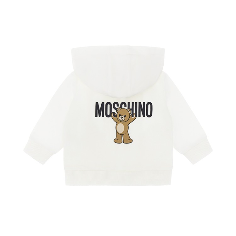 MOSCHINO Felpa bianca full-zip Teddy Bear neonati