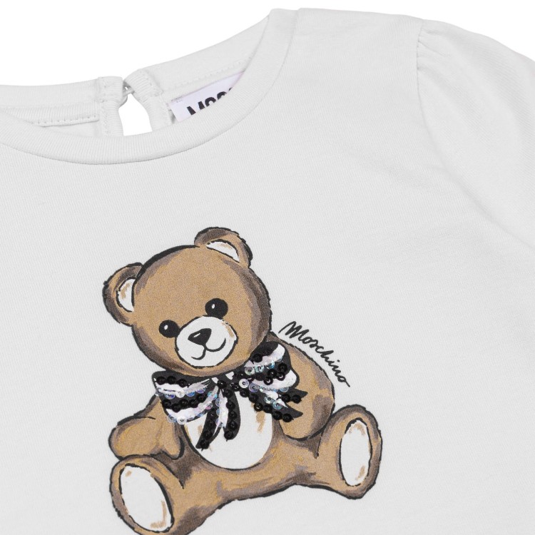 MOSCHINO T-shirt bianca a maniche lunghe Moschino Bear neonata