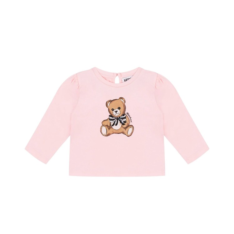 MOSCHINO T-shirt rosa a maniche lunghe Moschino Bear neonata