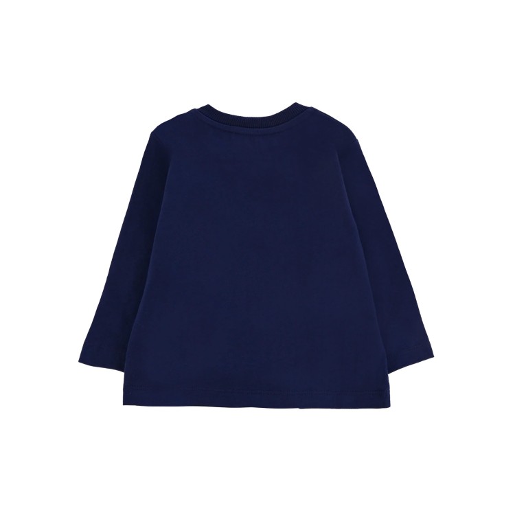 MOSCHINO T-shirt blu a maniche lunghe logo neonati
