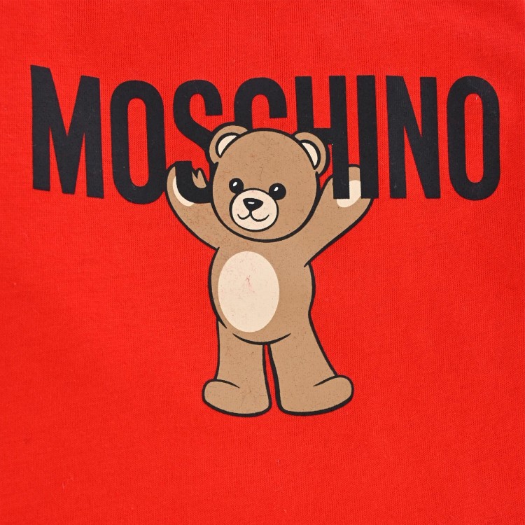 MOSCHINO T-shirt rossa a maniche lunghe Moschino Bear neonati