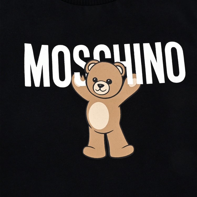 MOSCHINO T-shirt nera a maniche lunghe Moschino Bear neonati