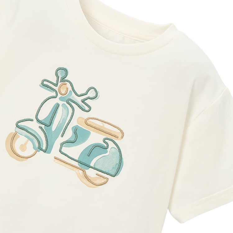 MAYORAL T-shirt panna con ricamo bambino