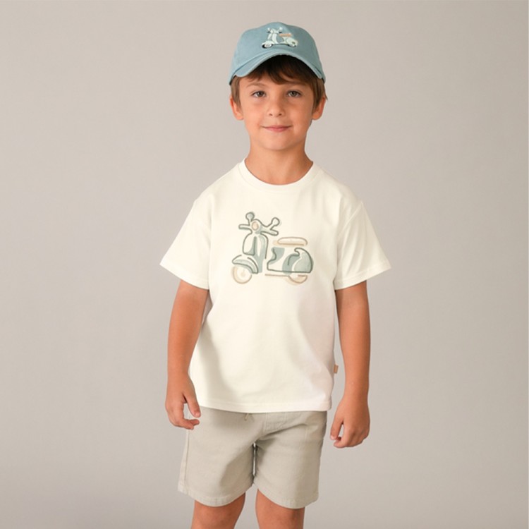 MAYORAL T-shirt panna con ricamo bambino