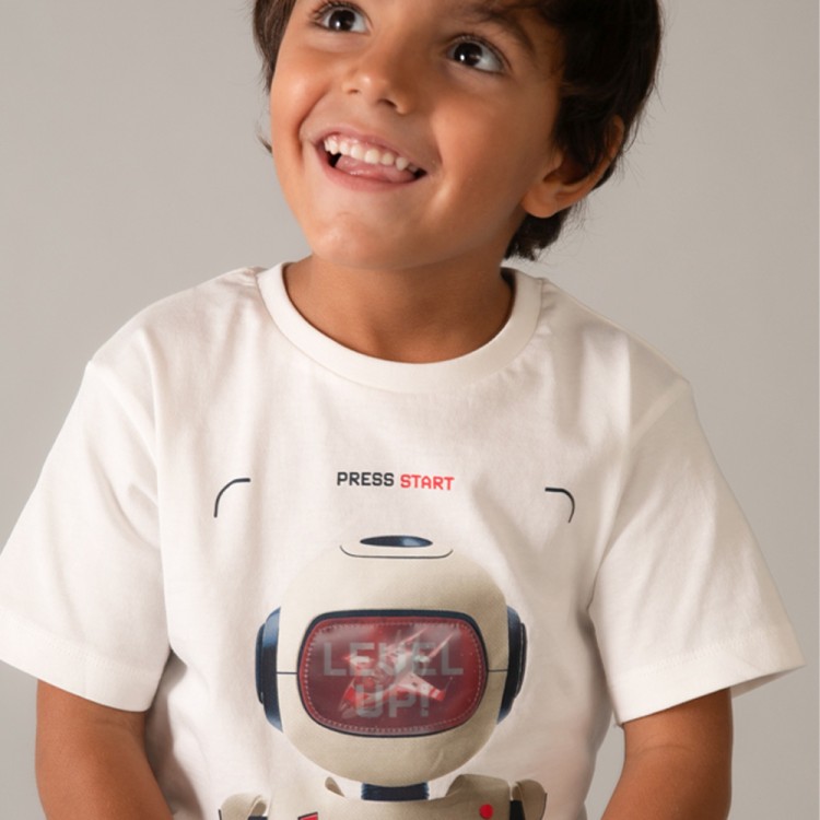 MAYORAL T-shirt panna interattiva robot bambino