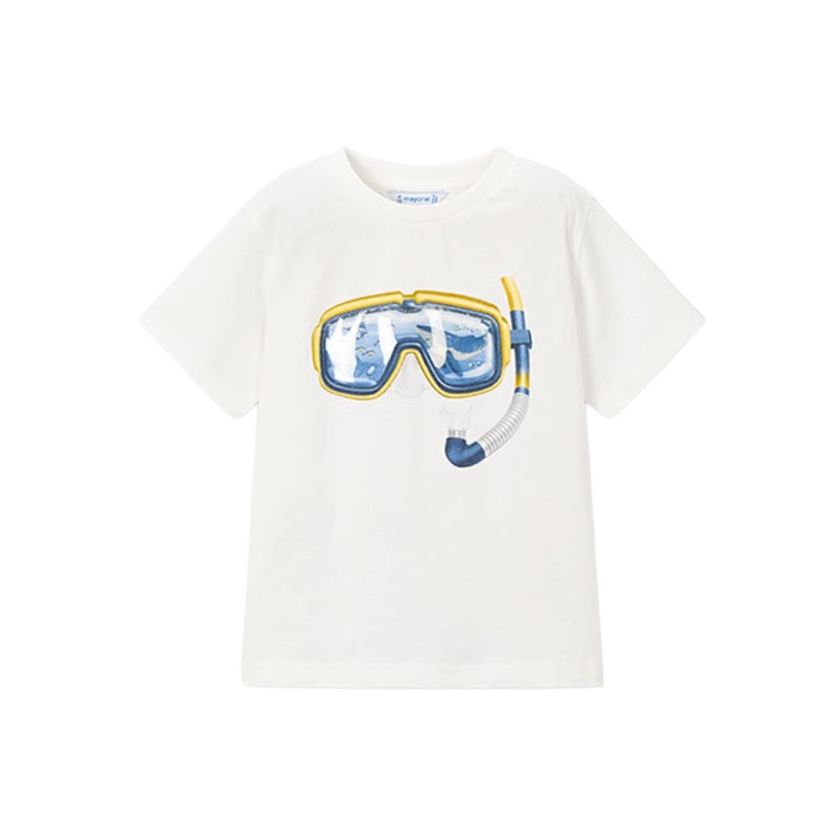 MAYORAL T-shirt bianca con stampa bambino