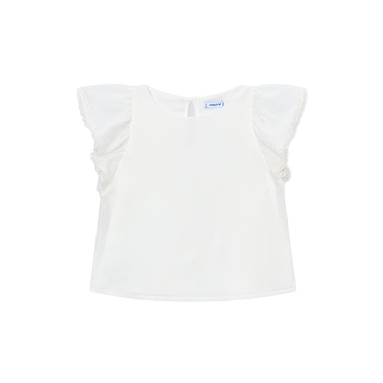 MAYORAL T-shirt panna chiffon con merletto bambina
