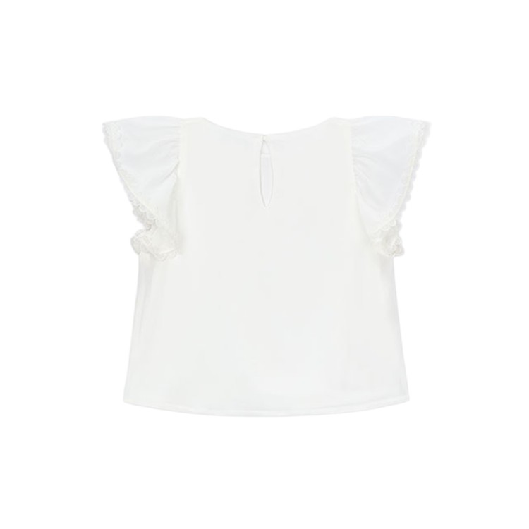 MAYORAL T-shirt panna chiffon con merletto bambina