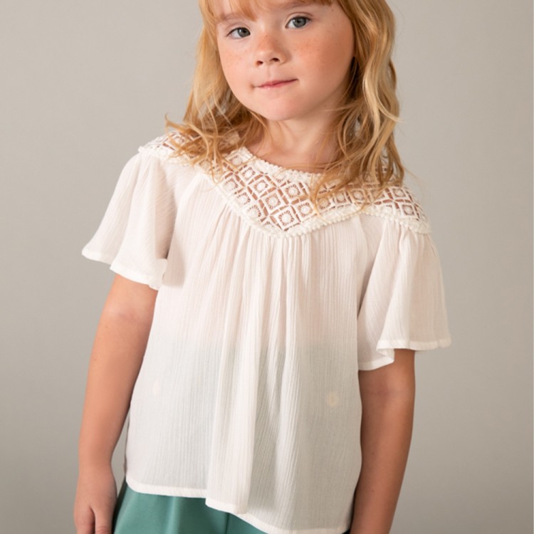 MAYORAL T-shirt panna guipur bambina