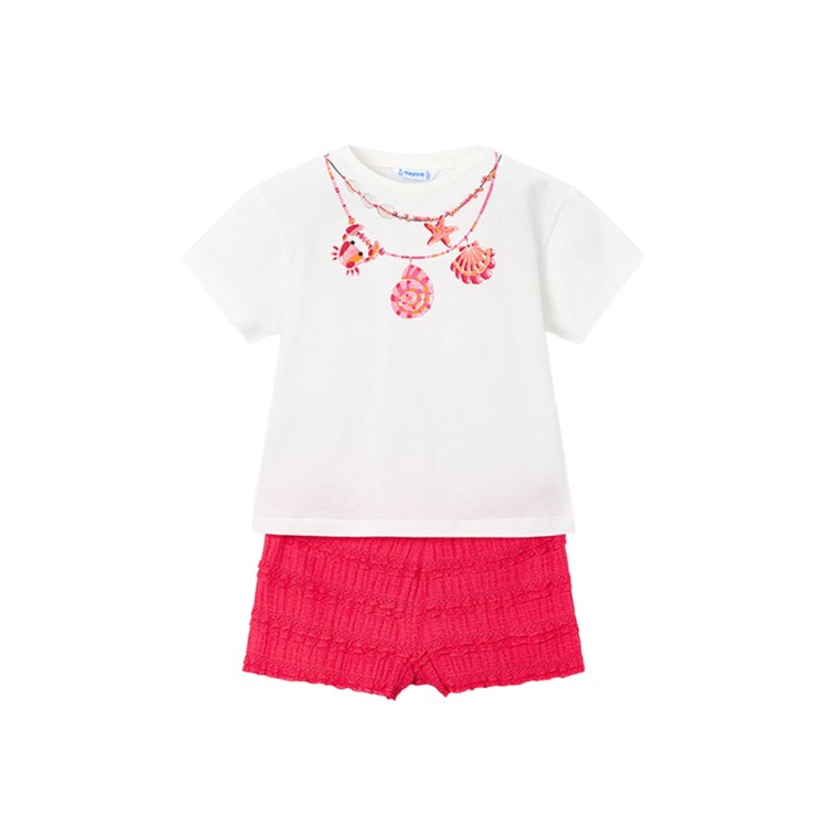 MAYORAL Completo fucsia shorts e t-shirt bambina