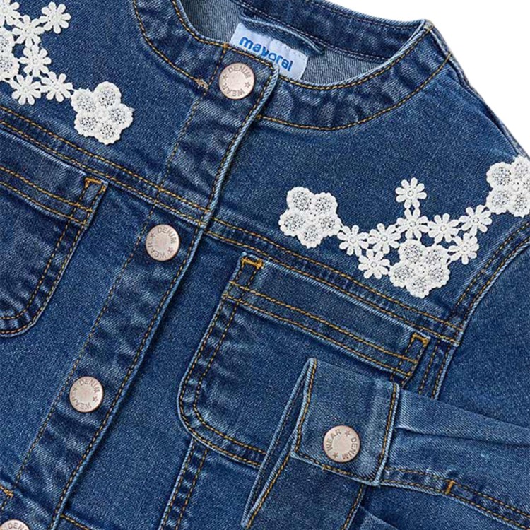 MAYORAL Giacca in jeans con dettagli guipur bambina