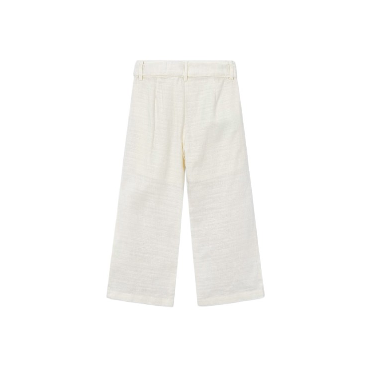 MAYORAL Pantaloni panna ricamati in lino bambina