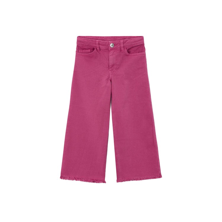 MAYORAL Pantaloni fucsia wide leg in twill bambina