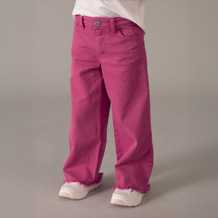 MAYORAL Pantaloni fucsia wide leg in twill bambina