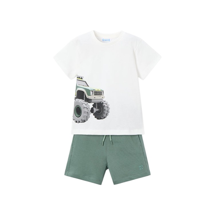 MAYORAL Completo verde t-shirt e shorts bambino