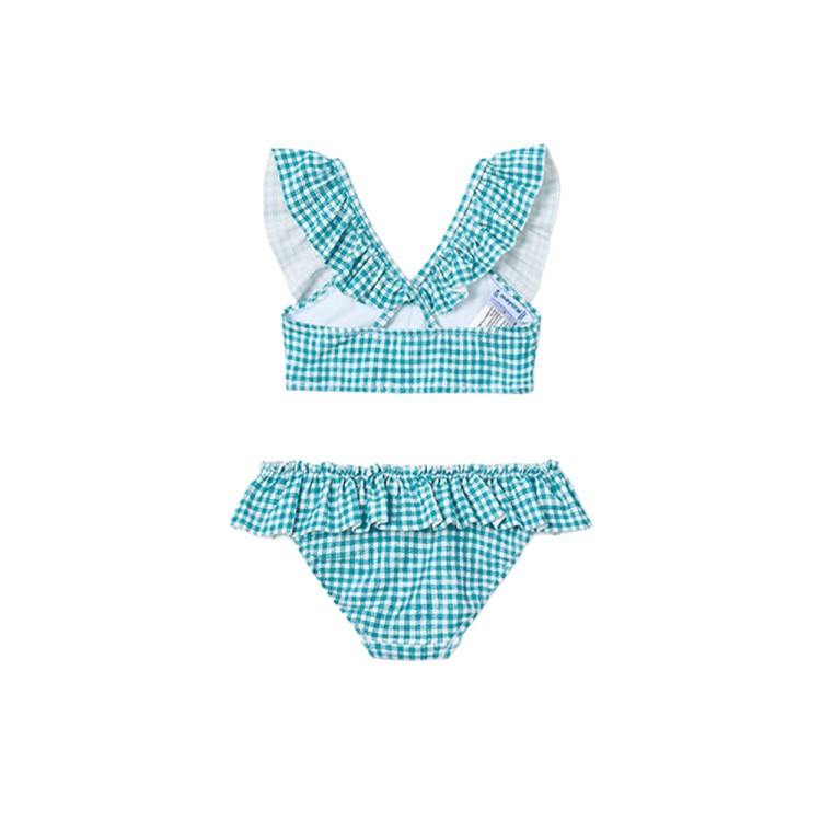 MAYORAL Bikini turchese vichy con volant bambina