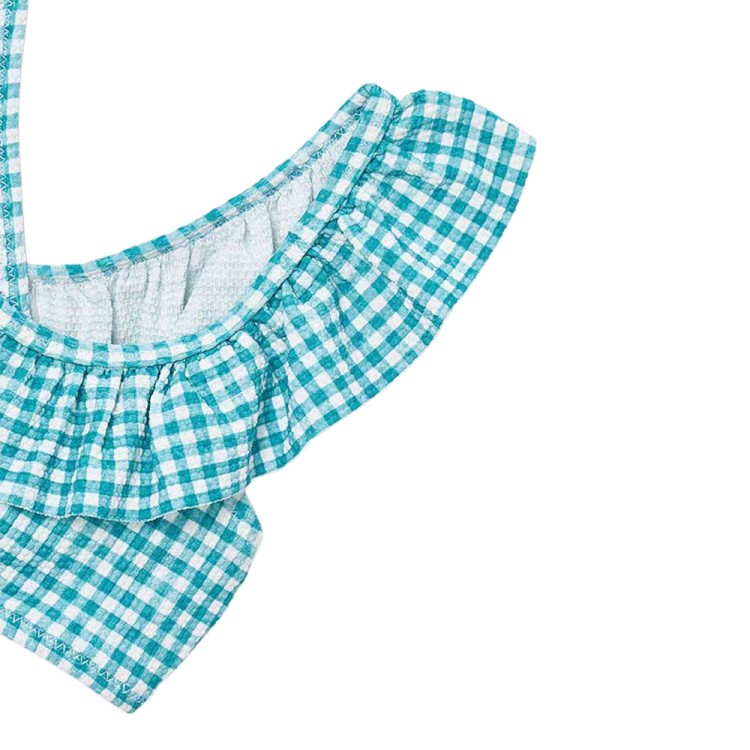 MAYORAL Bikini turchese vichy con volant bambina