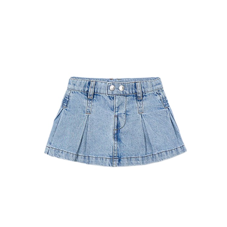 MAYORAL Gonna in denim chiaro con pieghe bambina