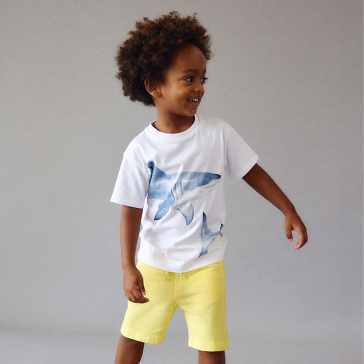 MAYORAL T-shirt bianca con stampa squalo bambino