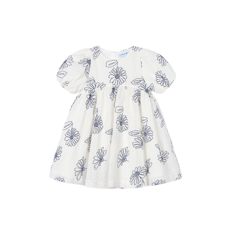 MAYORAL Abito bianco con ricami bambina