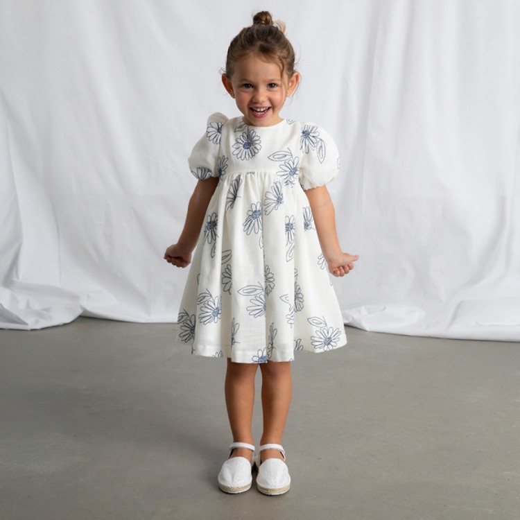 MAYORAL Abito bianco con ricami bambina